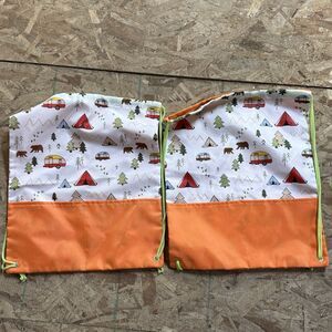 Camping Drawstring Bags Set 2 Pool, Play Date, Toys, Gift Bag, Books 16.5x13.75”